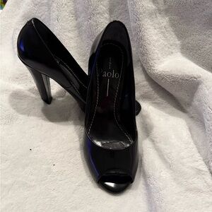 Paolo Classic Black Peep Toe Heels